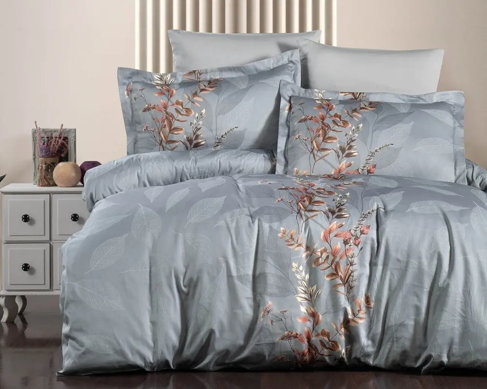 Турецька постільна білизна First Choice Cotton Satin Albert Grey євро