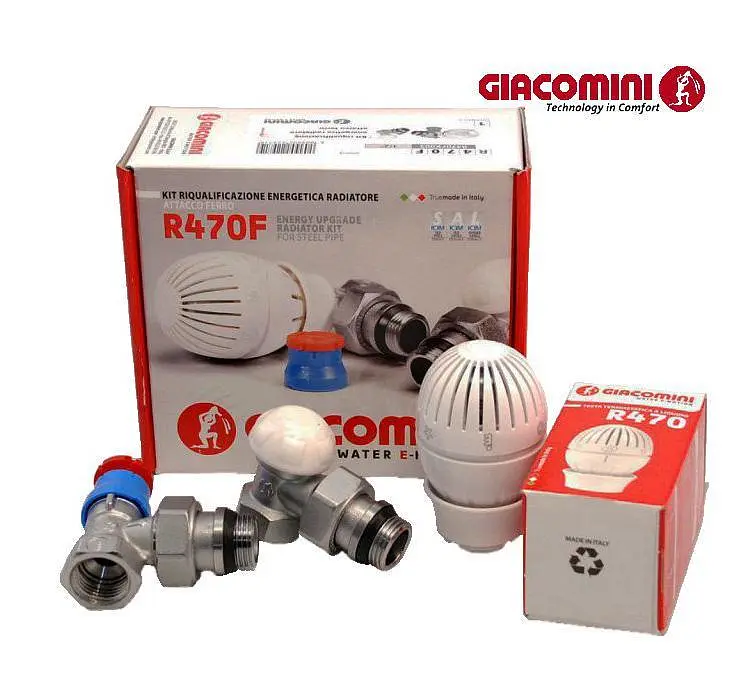 Комплект термостатический Giacomini R470FX003 1/2” угловой 2 крана + термоголовка 30412 - фото 2