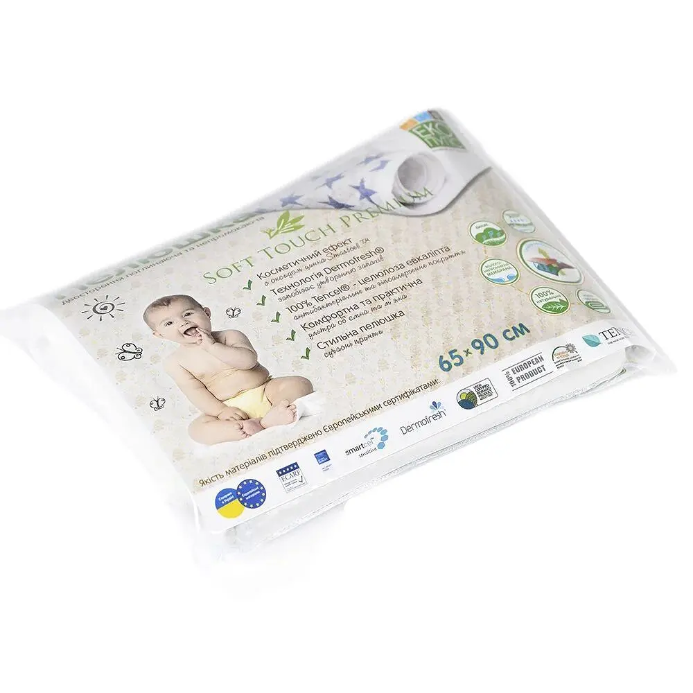 Багаторазова непромокальна пелюшка Еко Пупс Soft Touch Premium 90х65 см біла - фото 4