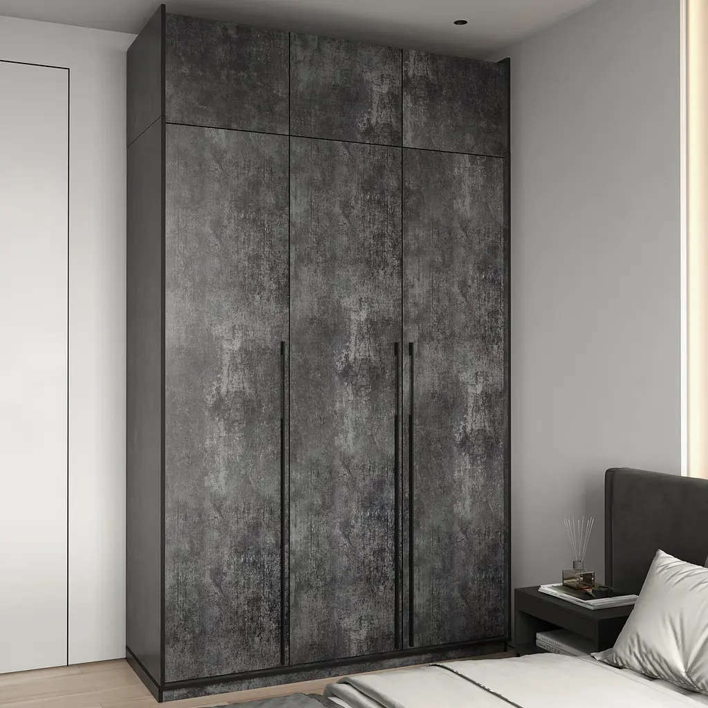 Шафа для одягу Flamecame у спальню з поличками на 3 двері FR-15 Бетон Темний - фото 3