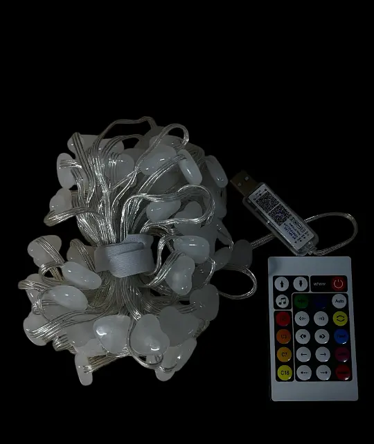 Гирлянда Sun Lamp Умная светодиодная Dream collor 33LED 5метров большие Сердечка MultiRGB USB управление от - фото 4