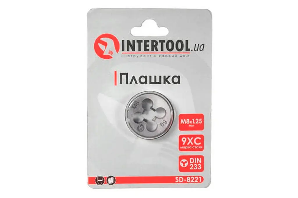 Плашка ручная круглая метрическая Intertool M8 х 1.25 - фото 3