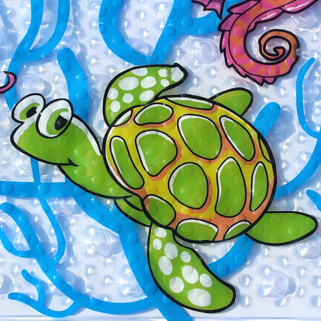 Дитячий антиковзаючий килимок на присосках 65х38 у ванну резиновий противоскользящий коврик гумовий для дорослих дітей силіконовий морський коник - фото 5