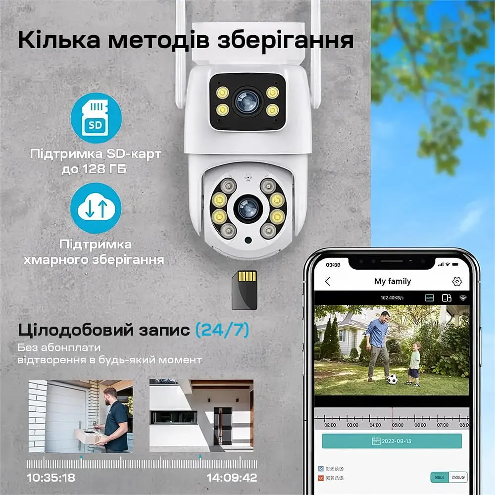 IP PTZ-відеокамера з WiFi 3Mp+3Mp Light Vision VLC-9130WI/2C (Tuya) f=3.6mm+3.6mm, ІЧ+LED-підсвічування, з мікрофоном (75-00301) - фото 15