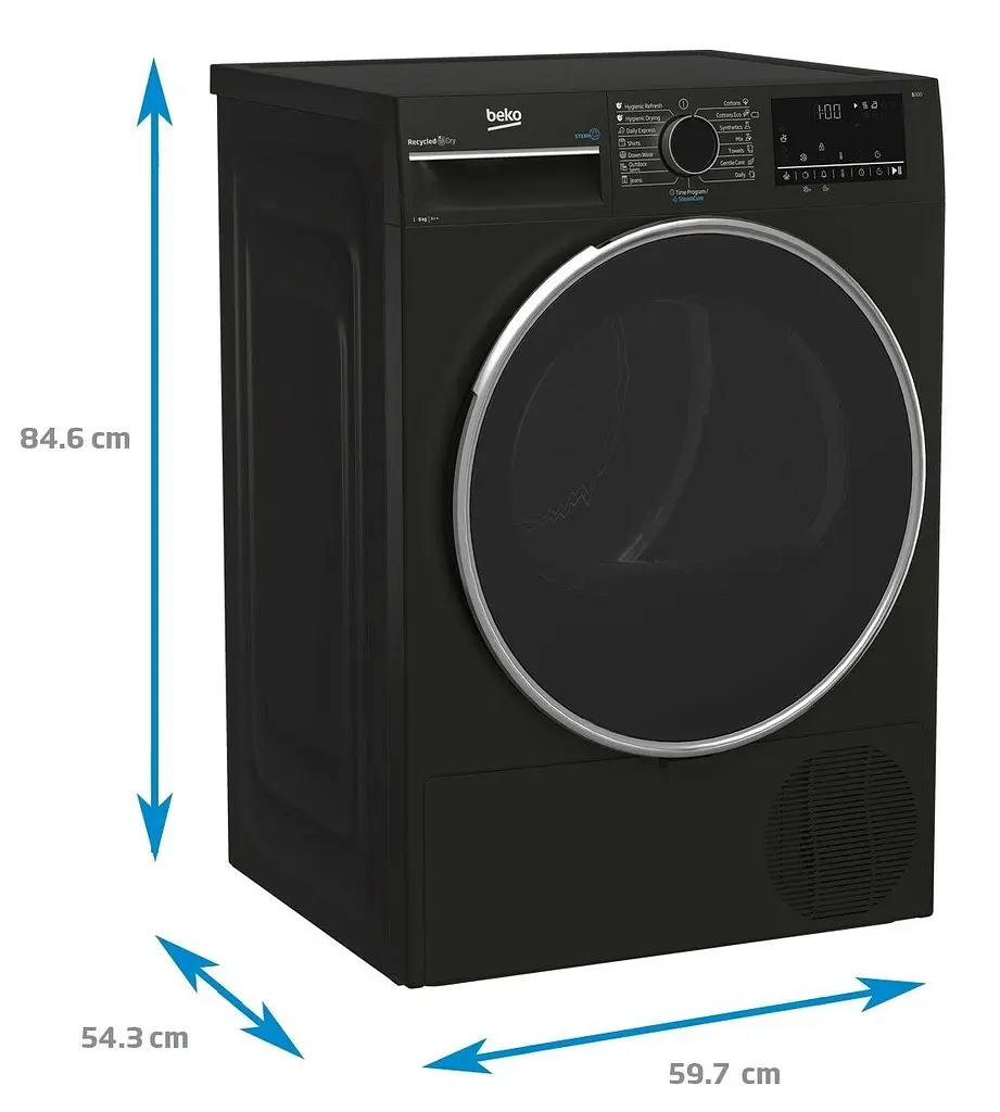 Beko Сушильная машина тепловой насос, 8кг, A++, 60см, дисплей, серый - фото 7