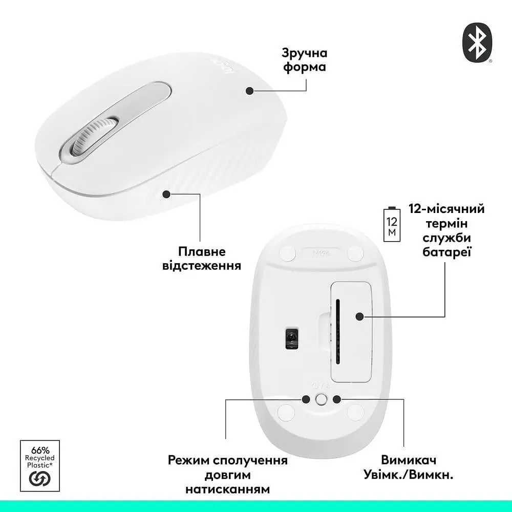 Миша Logitech M196 Bluetooth Off White (910-007460) - фото 4