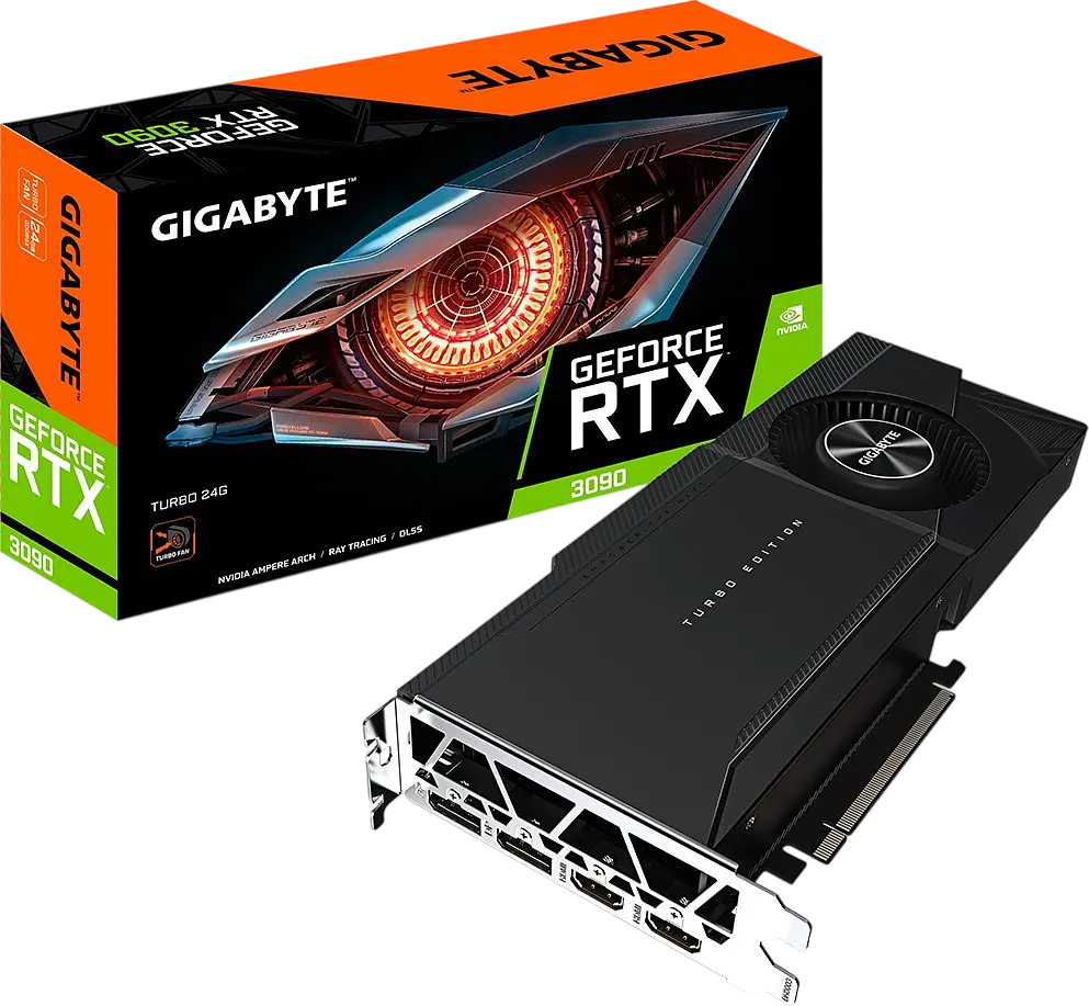 Відеокарта GeForce RTX 3090 24GB Gigabyte Turbo (GV-N3090TURBO-24GD) Б/В