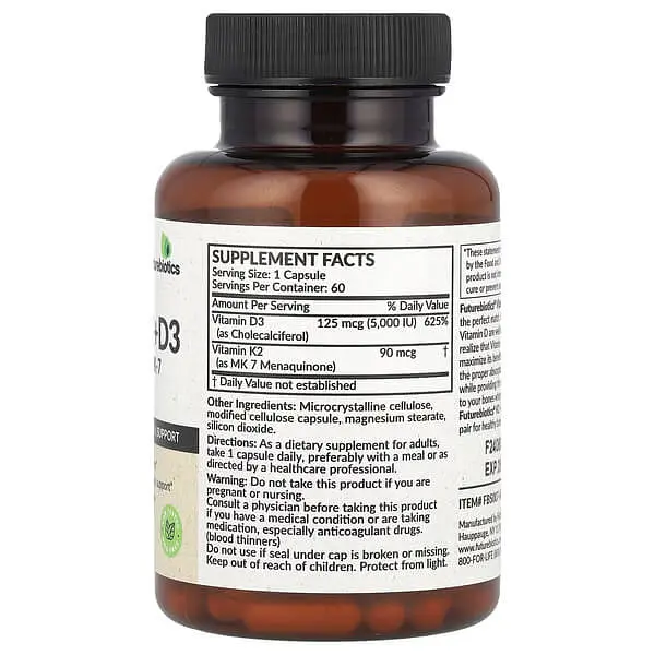 Витамин D3+K-2 Vitamin K2+D3 60 капсул Futurebiotics vit0006362 - фото 2