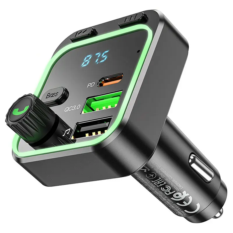 АЗП FM модулятор Borofone BC53 Highway PD20W+QC3.0 (2USB-A/1C) Black - фото 3