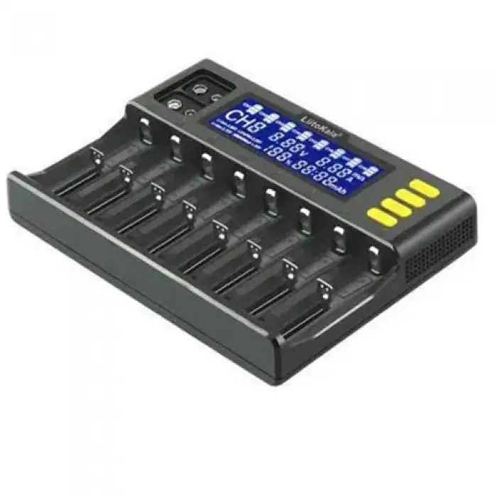 Зарядний пристрій для Liitokala Lii-S8, 8 каналів, Ni-Mh/Li-ion/LiFePo4, 220V/12V, LED+LCD - фото 2