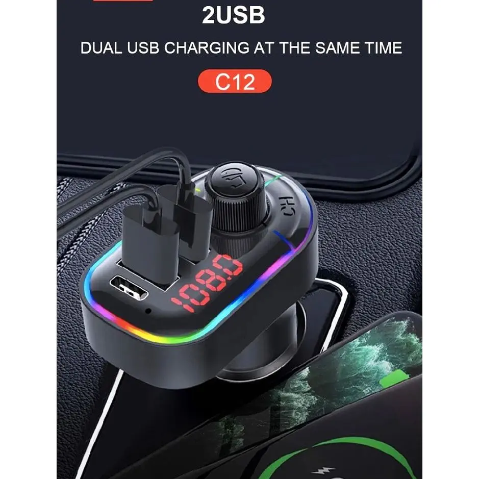 FM трансмітер модулятор Borofone C12 з Bluetooth 5.0 USB чорний - фото 7