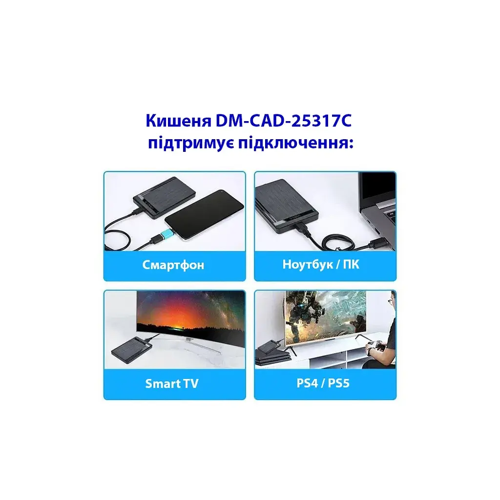Кишеня зовнішня Dynamode 2.5" SATA/SSD HDD - USB 3.1 Type-C (DM-CAD-25317C) - фото 8