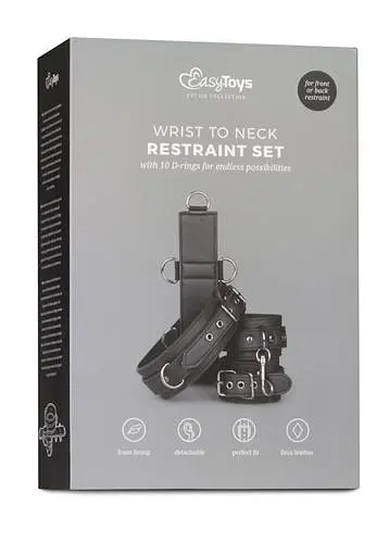 BDSM набір EasyToys Neck and Wrist Restraint (чорний) - фото 2
