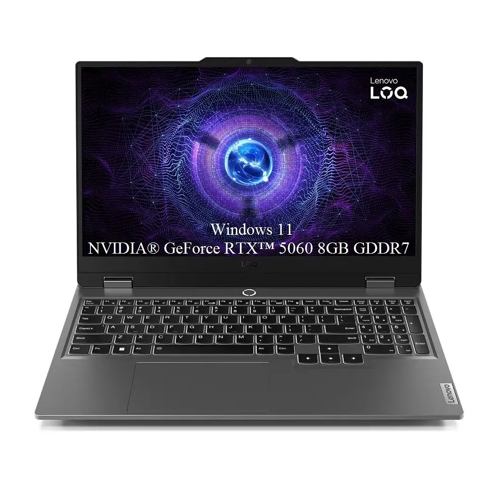 Ноутбук Lenovo LOQ 15IRX10, 15, 6 FHD 1920x1080 IPS 300 ніт 144 Гц, 10- ядерний Intel Core i5- 13450HX, 64 ГБ DDR5, 2 x 2 ТБ SSD m2 PCIe, NVIDIA GeForce RTX 5060 8 ГБ GDDR7, Windows 11 Home, 2, 40 кг Луна Грей - фото 1