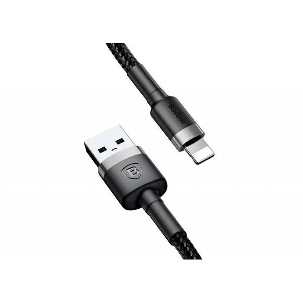 Дата кабель USB 2.0 AM to Lightning 1.0m Cafule 2.4A gray+black Baseus (CALKLF-BG1) - фото 2