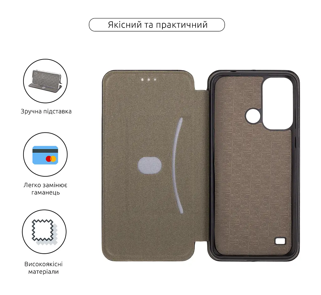 Чехол-книжка для ZTE Blade A53, G-Case, черный, кожаный чехол-книга из экокожи (PU) и TPU, с магнитом, с подставкой и вместительным кардхолдером, противоударный, защита всего корпуса, ArmorStandart (ARM68856) - фото 3