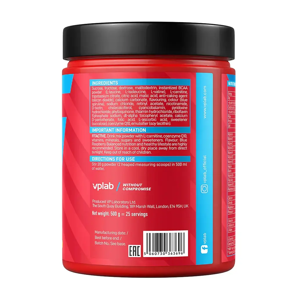 Ізотонічний напій VPLab FitActive Isotonic Drink Blue Raspberry 500 г - фото 2