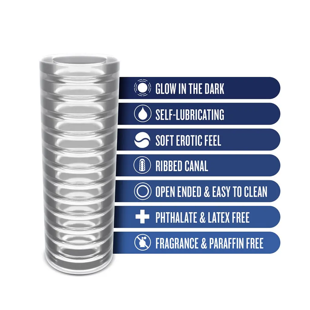 Мастурбатор Blush Rize - Ribz Glow in the Dark Masturbator - Clear, нейтральний, світиться в темряві - фото 2