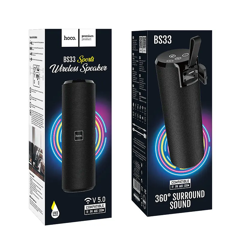 Портативна акустика Hoco BS33 Voice sports BT5.0 IPX5 бездротова чорна - фото 2