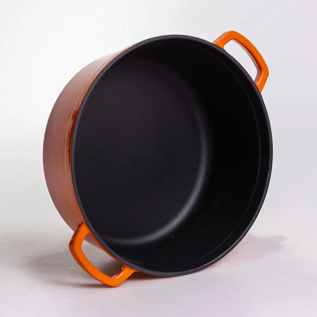 Кокотниця чавунна емальована 6 л, помаранчевий Yongkang HP-FLG-6 ORANGE - фото 5