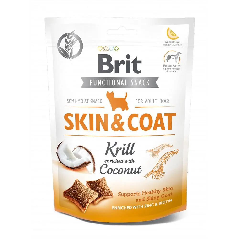 Функціональні ласощі для собак Brit Care Skin&Coat криль з кокосом 150 г (111420/539963)