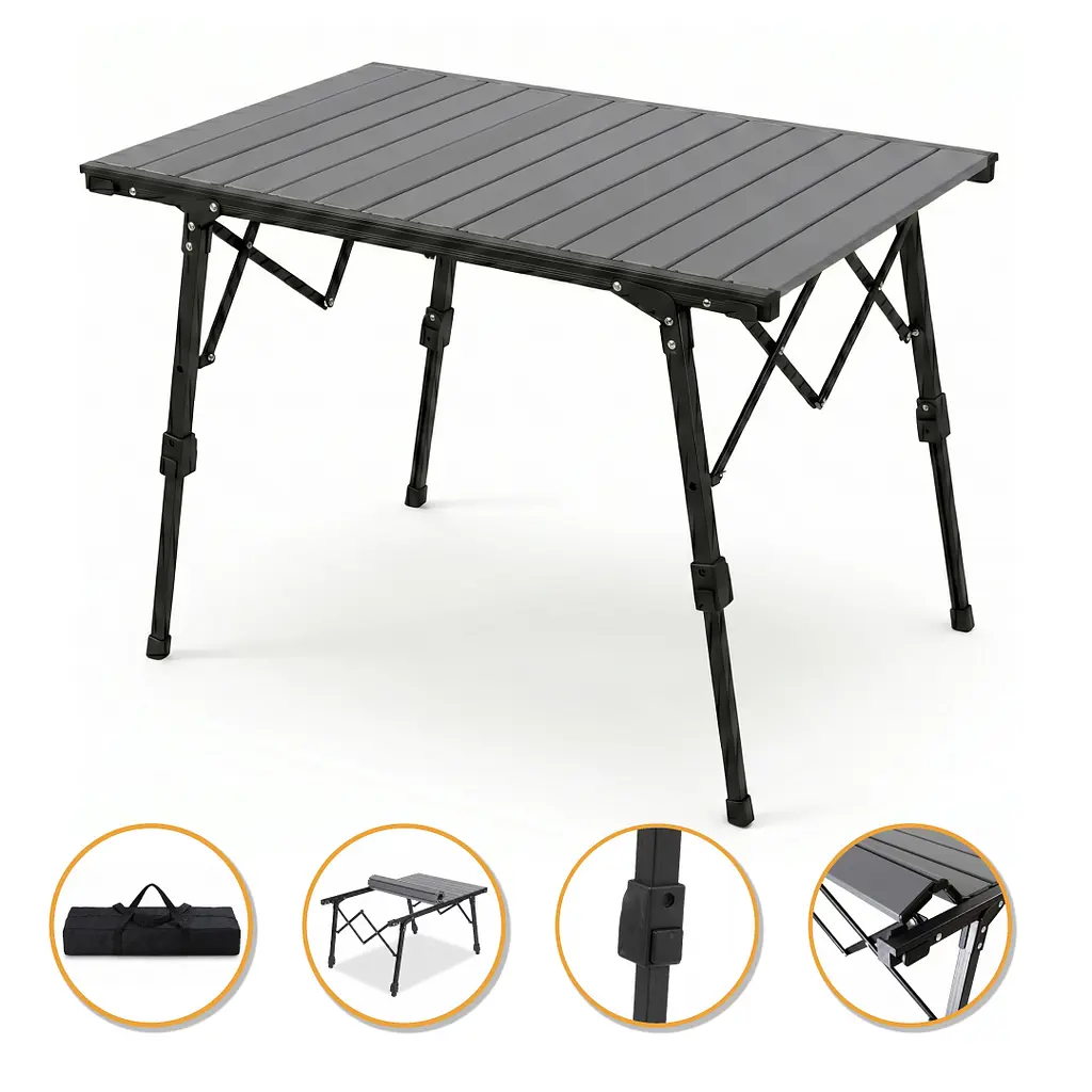 Розкладний туристичний стіл LEOBRO Pro Camp Black Alu (LB-1064)