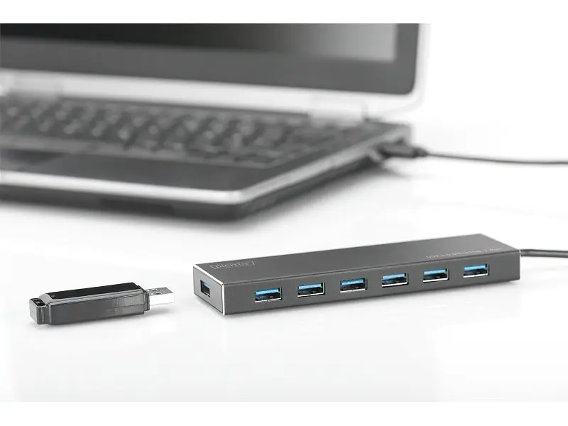 Мультипортовий адаптер Digitus Hub 7-port USB 3.0 SuperSpeed, Power Supply, Aluminum (DA-70241-1) - фото 9
