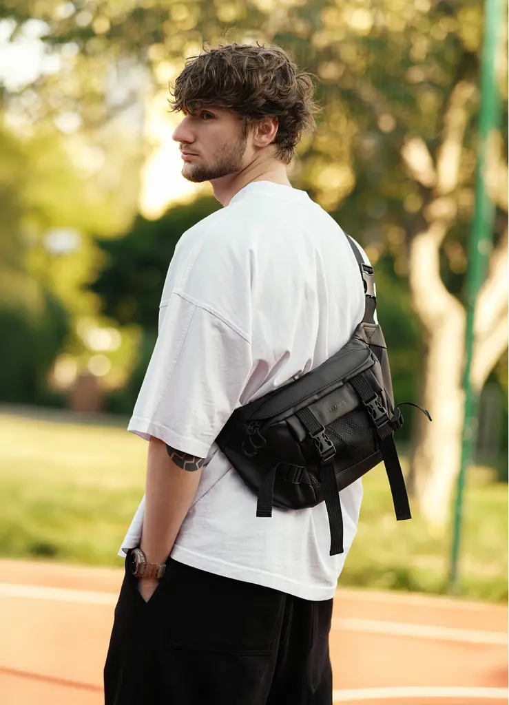 Чоловіча сумка бананка Sambag Dynamicdart чорна 38 × 21 × 7 см (80411001m) - фото 2