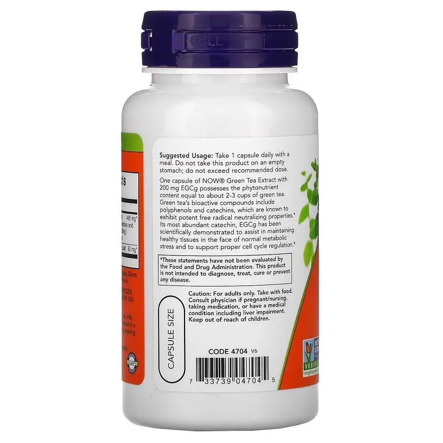 Натуральная добавка NOW EGCg Green Tea Extract 400 mg, 90 вегакапсул - фото 3