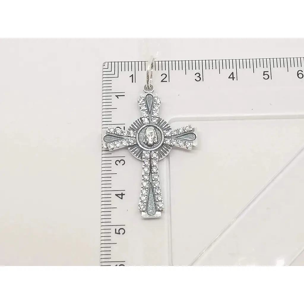 Срібний хрест Стерлінг 9 з фіанітами. 32500 - фото 4