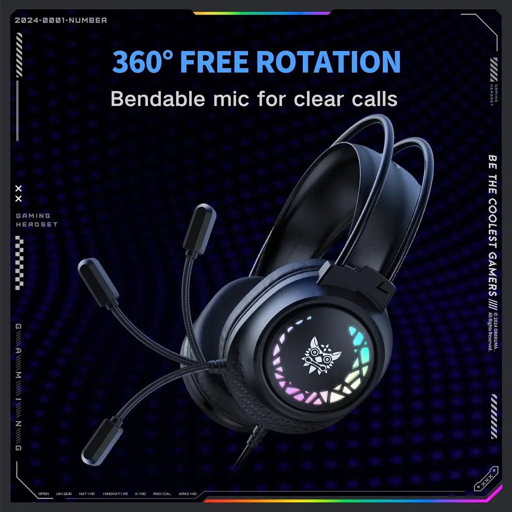 Навушники Onikuma ігрові M-95 Gaming Headset з мікрофоном та RGB підсвіткою для ПК PS4 PS5 Xbox провідні геймерські - фото 4