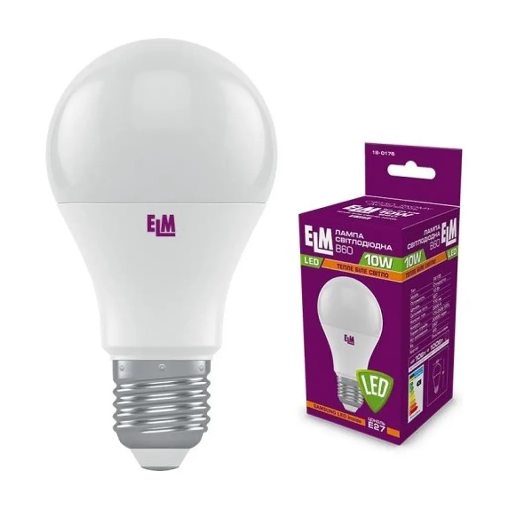 Лампочка ELM B60 10W PA10S E27 3000K (18-0176)