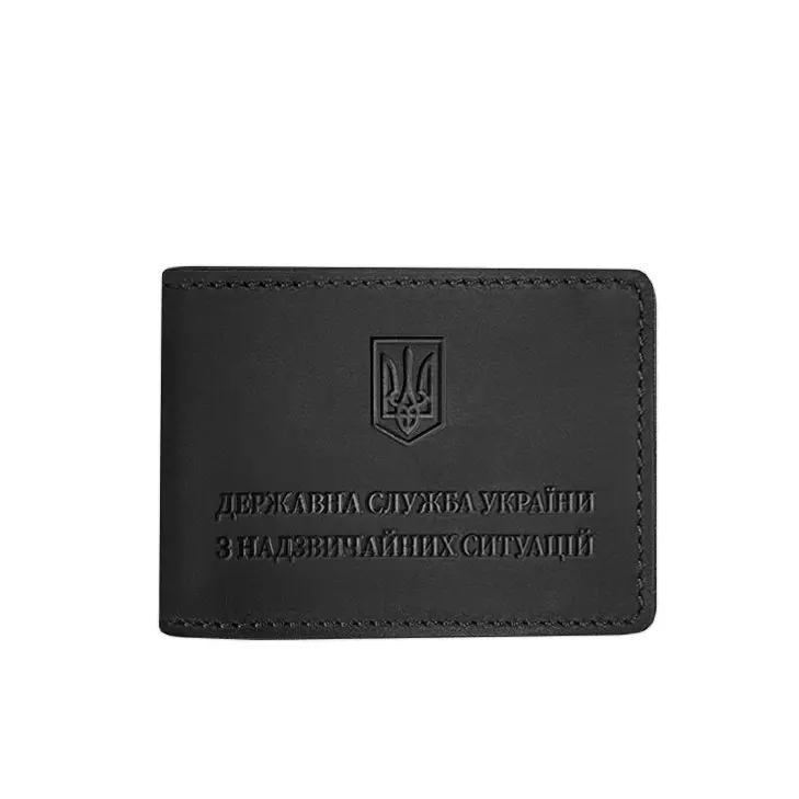 Кожаная обложка на удостоверение Государственной службы Украины по чрезвычайным ситуациям (ГСЧС) черная Crazy Horse - фото 6
