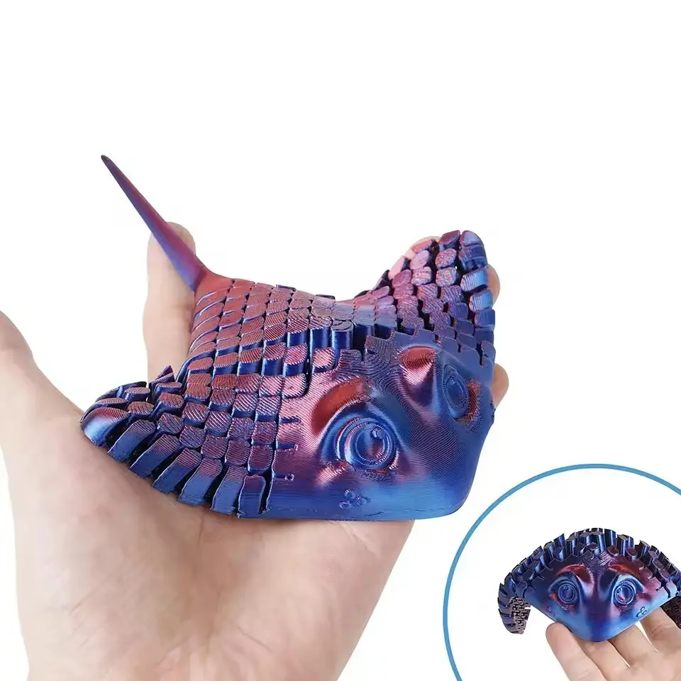 Іграшка антистрес 3D друкований рухомий скат з PLA 14.5 см Фіолетовий (6901560892521) - фото 3