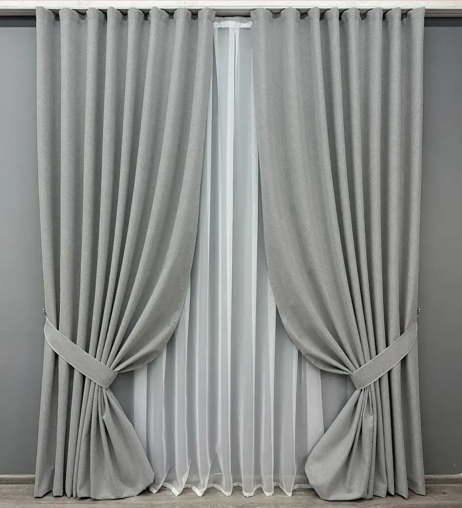 Комплект штор VR-Textil Ashen Night блекаут 2 шт 150x290 см сірий (1845ш) - фото 2