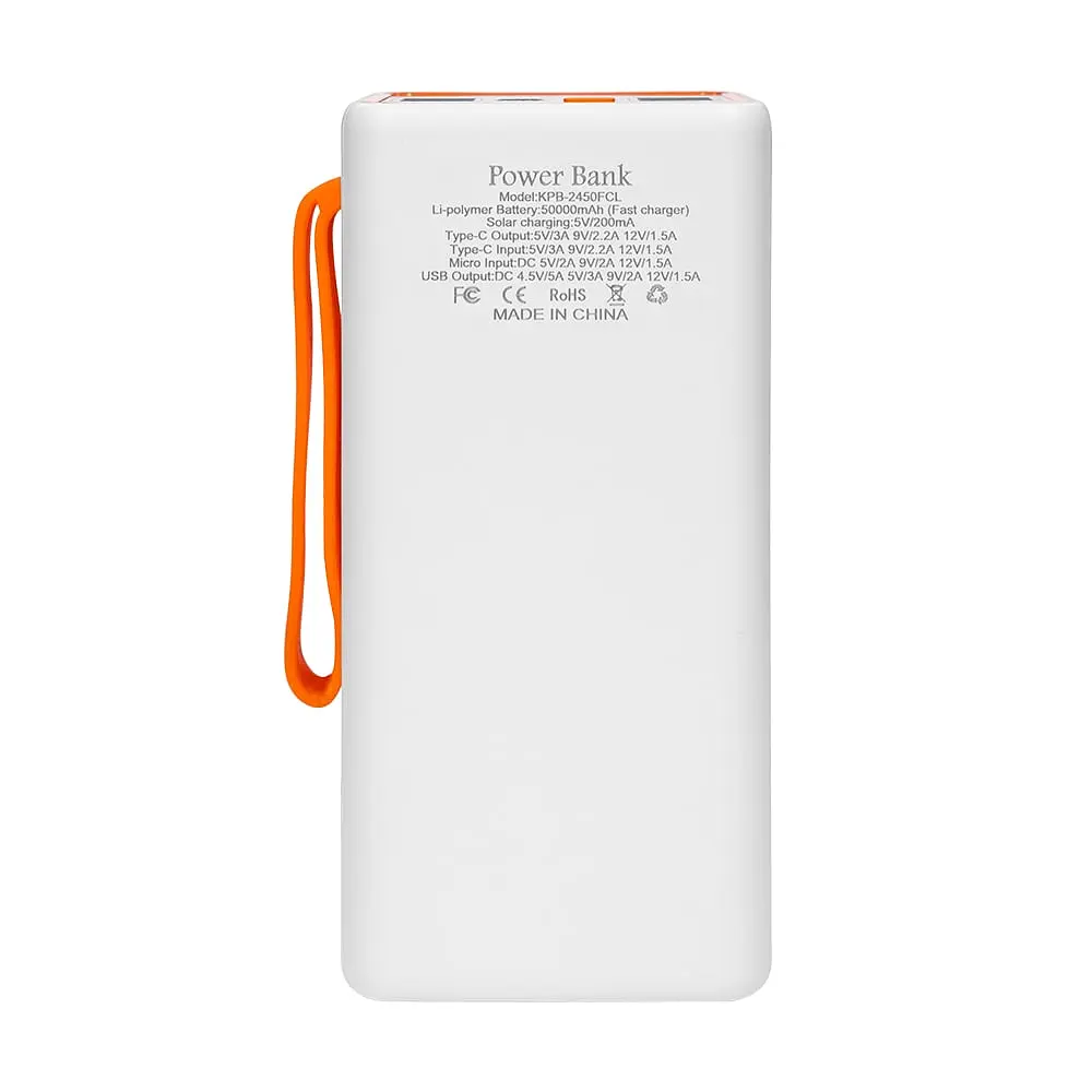 Повербанк 50000mAh Power Bank Kraft KPB-2450FCL White 22.5W QC3.0 LED-фонарь (43-00072) - фото 3