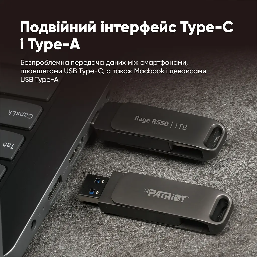 Флеш-накопичувач Patriot USB 3.2 Gen 1 Rage R550 128GB Type-A+C (PE128GR550DSAD) - фото 9