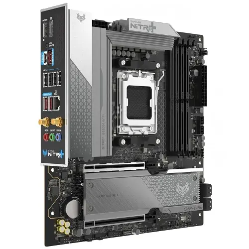 Материнська плата AM5 Sapphire NITRO+ B850M WIFI, B850, 4xDDR5, Int.Video (CPU), 4xSATA3, 2xM.2, 1xPCI-E 5.0 x16, 1xPCI-E 4.0 x16, ALC897, RTL8125BG, WiFi 6, Bluetooth 5.3, 6xUSB 3.2 / 6xUSB 2.0, HDMI/DP, MicroATX (52123-01-40G) - фото 2