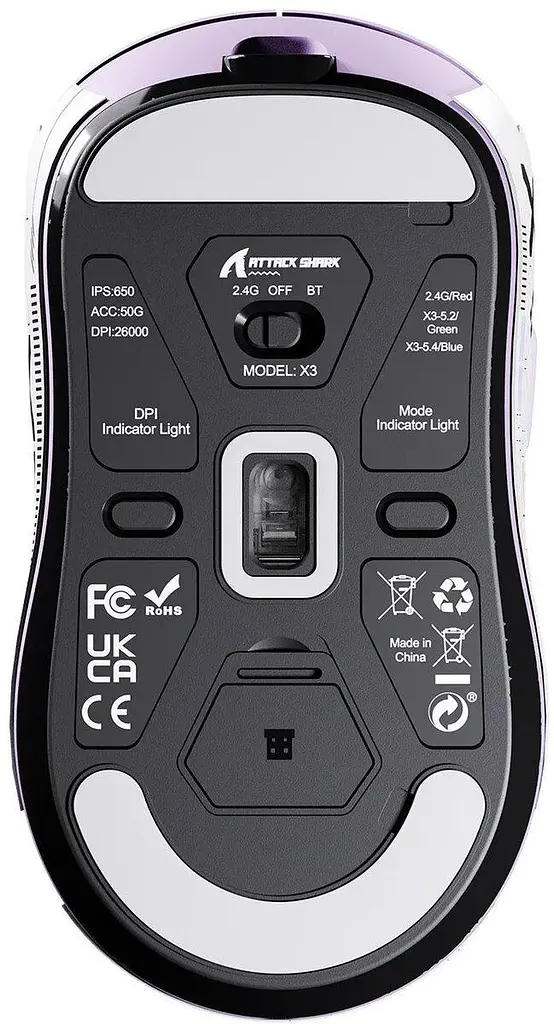 Миша Attack Shark X3 Wireless (AS-6972792470818-P) Purple (G-000004018) - фото 7
