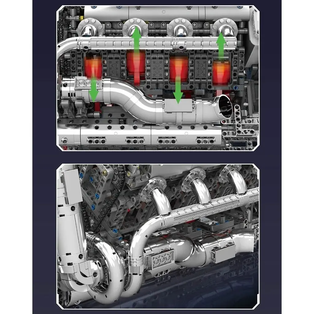 Конструктор Mould King Mking Двигун та коробка передач V8 Twin-Turbo (10168) [160730] - фото 4