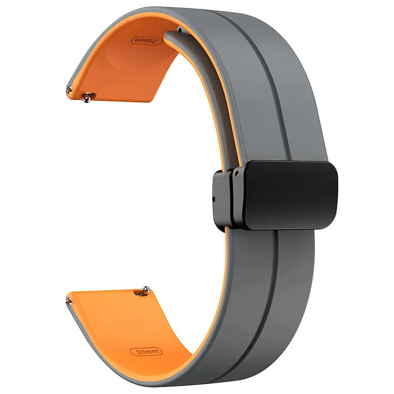 Силіконовий ремінець Classy для Smart Watch 20mm Grey / Orange - фото 2