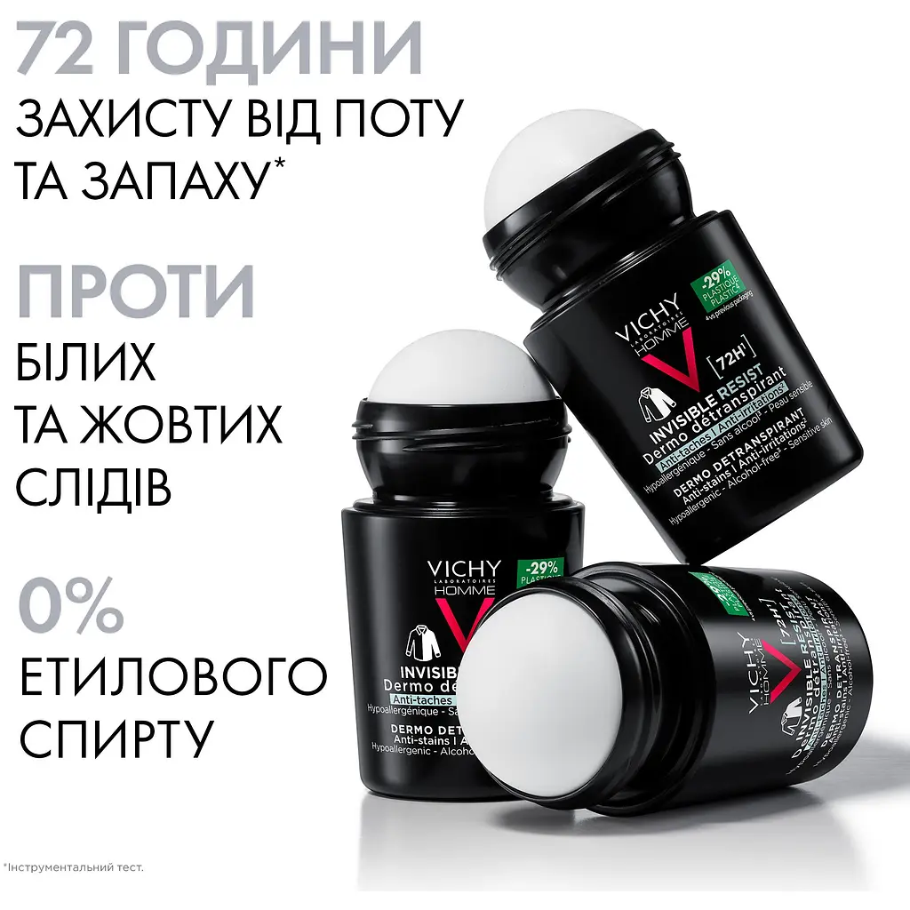 Дезодорант-антиперспирант Vichy Homme Invisible Resist шариковый 72 часа защиты 50 мл - фото 5