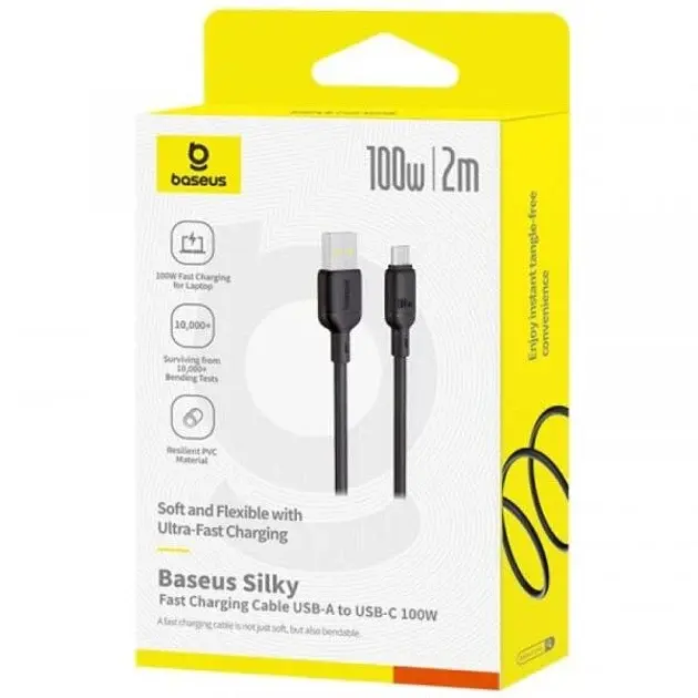 Кабель Baseus Silky Series Cable USB to Type-C 100W 2m P10377703113-01 Black - фото 4