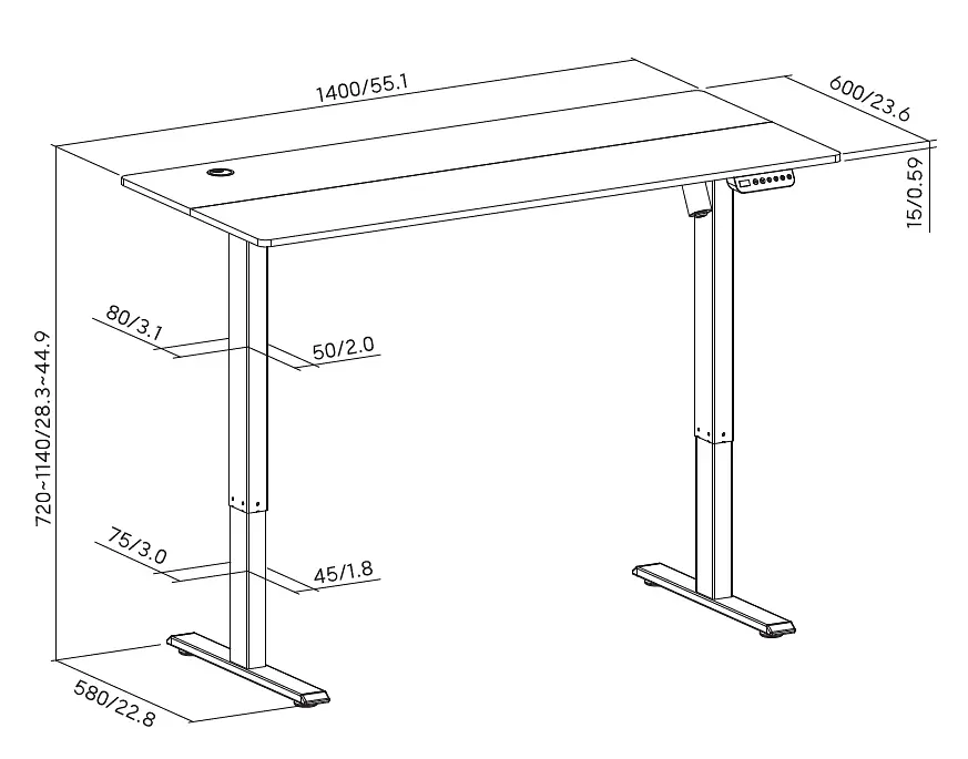 Комп'ютерний стіл OfficePro з електрорегулюванням висоти чорний (ODE670B)  - фото 12