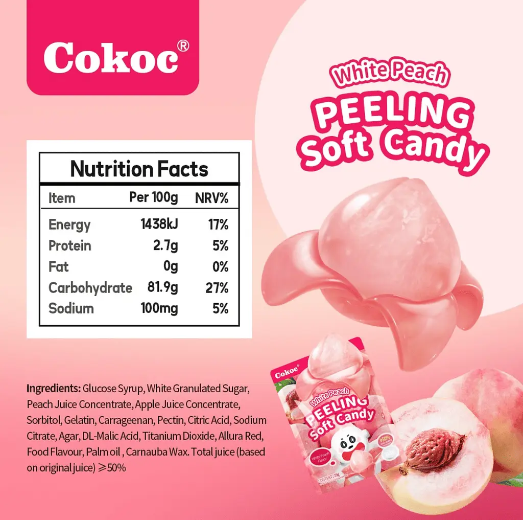 Желейні цукерки Cokoc Peeling Soft Candy White Peach 75г - фото 8