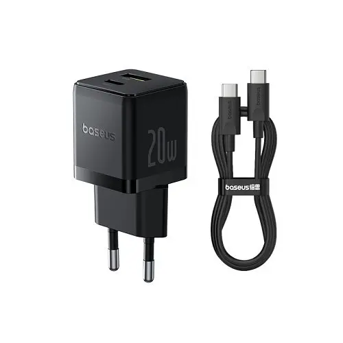 Адаптер - зарядний пристрій Baseus Palm Fast Charger C+U 20W + кабель Type-C to Type-C P10111608113-01 P10111608113-01 - фото 6