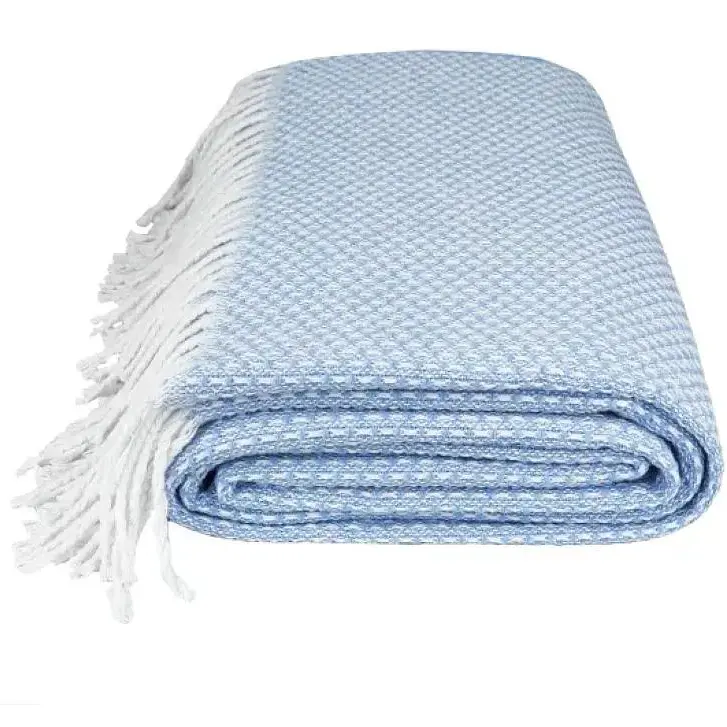 Плед Love You Букле бавовняний блакитний 140x200 см (4719)