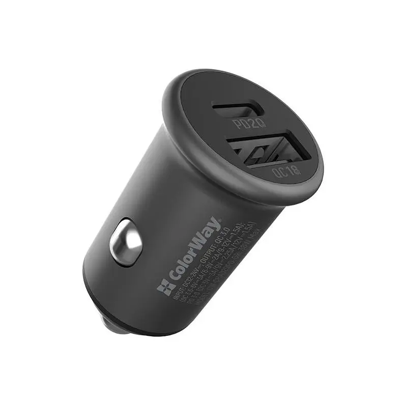 Автомобільний зарядний пристрій ColorWay (2USBx3A, 38W) Power Delivery Port+QC3.0 Gray (CW-CHA029PD-GR) - фото 2