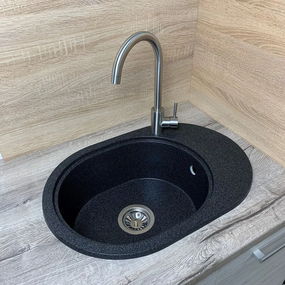 Кухонна мийка Adamant OVALE графіт 610x420x180 мм, з крилом 61 см - фото 2