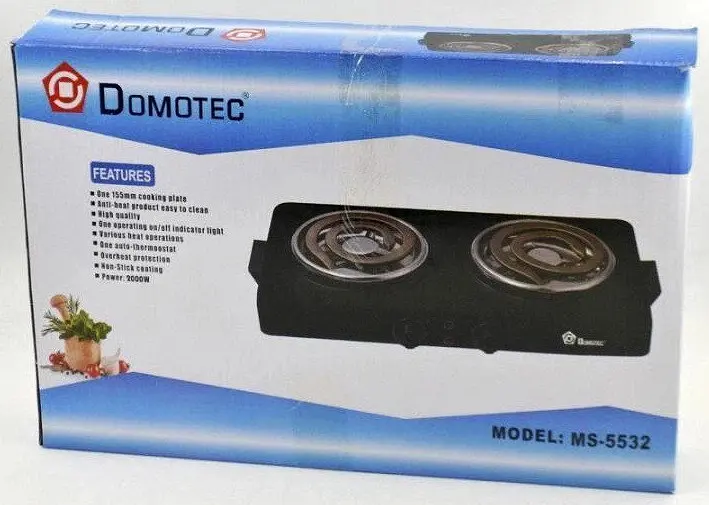 Електроплита Domotec MS-5822 спіральна настільна плита на 2 конфорки 2000 Вт  Чорний - фото 4